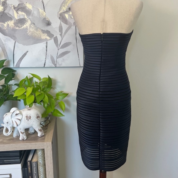 Strapless Dark Blue Bandage Bodycon Dress Y2K Minimalist Party Fit Prom Cocktail - Picture 4 of 10